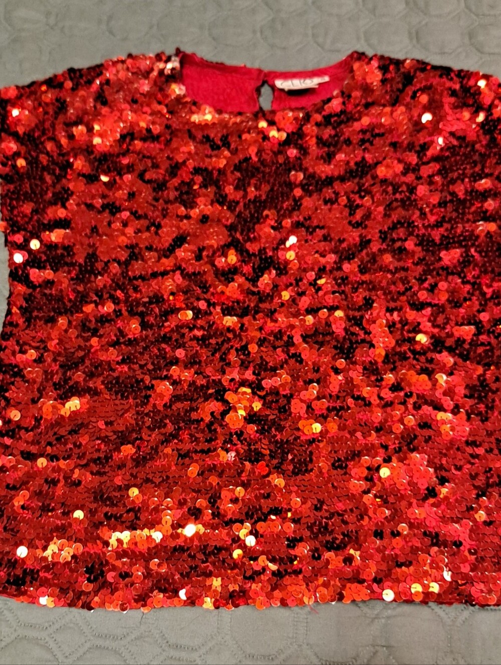 Clio Red Sequin Party Top Size 10 Silk